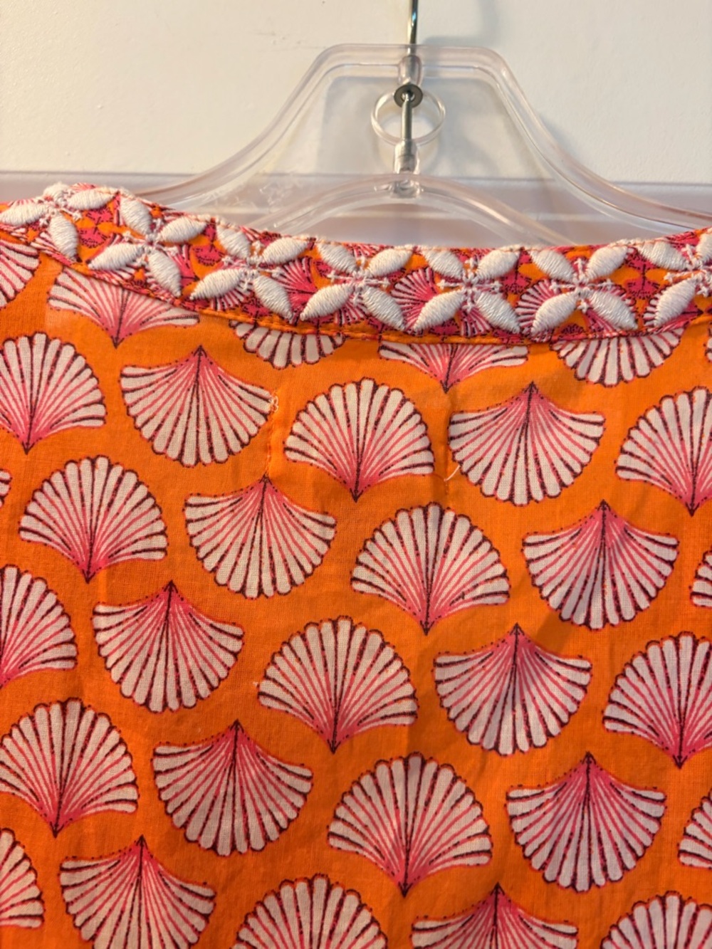 Sigrid Olsen Orange & Pink Printed Tunic with Embroidered V-Neck - Picture 8 of 10